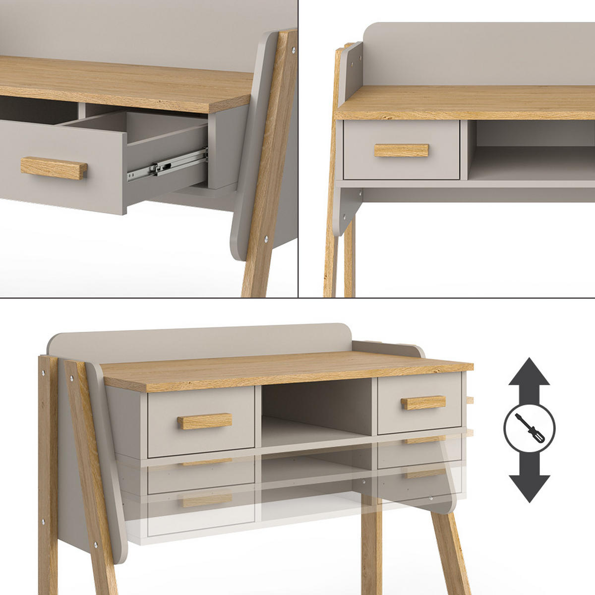 SCHREIBTISCH Malia Cashmere-Eiche 97 x 51 cm - Kaschmir, Holzwerkstoff (51/97/80cm) - VitaliSpa