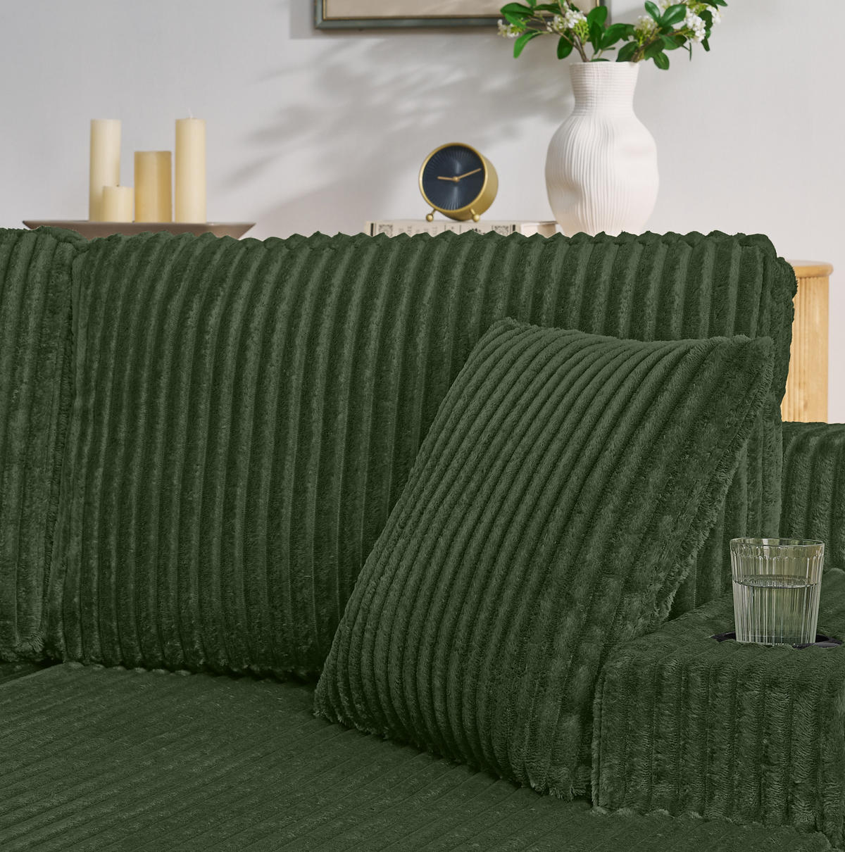 SCHLAFSOFA mit Getränkehalter, Seitentasche und abnehmbaren Kissen aus Schaumstoff, Grün - Grün, Kunststoff (186/78/154cm) - Redom
