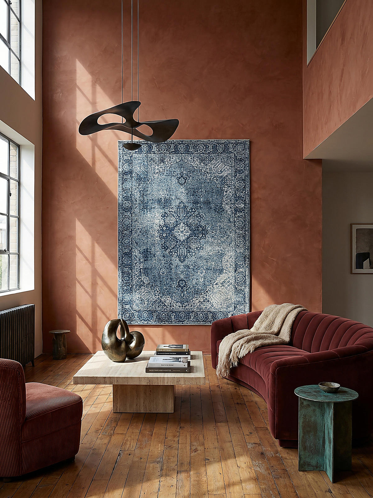 TEPPICH COQUET, im Vintage-Stil, Blau, 200 x 290 cm - Blau, Textil (200/290cm) - KADIMA DESIGN