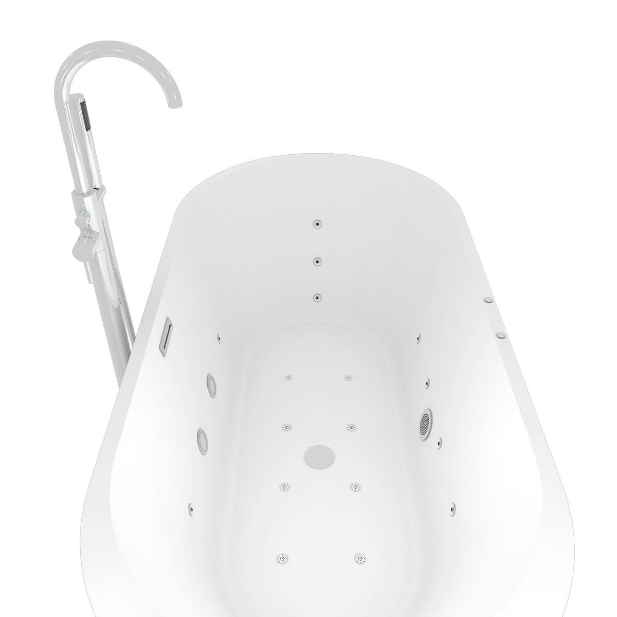 FREISTEHENDE Badewanne F26 170 Whirlpool Armatur AF02 - Weiß, Glas/Kunststoff (80/58/170cm) - AcquaVapore by Sandra Jentho