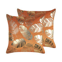 DEKOKISSEN 2er-Set Orange 45/45 cm Sunflower - Orange, Textil (45/45cm) - Beliani