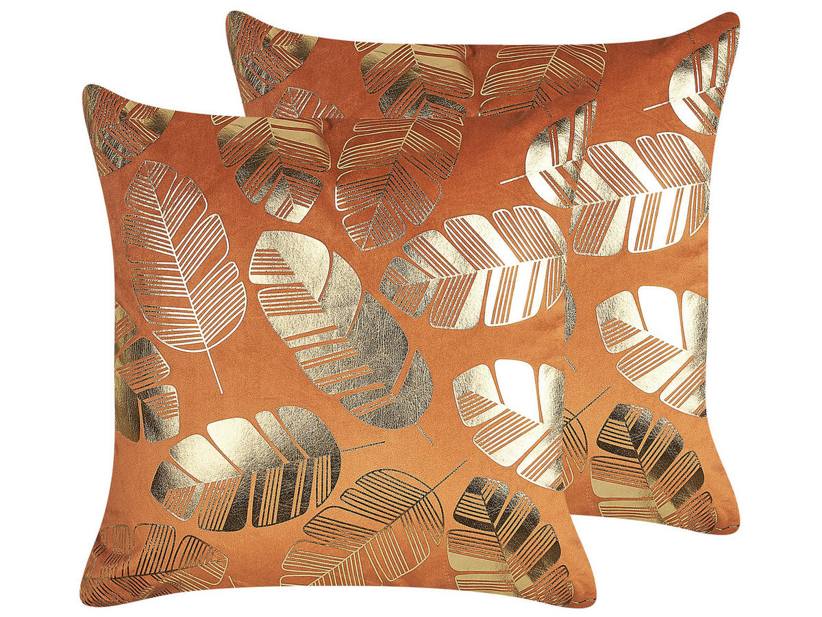 DEKOKISSEN 2er-Set Orange 45/45 cm Sunflower - Orange, Textil (45/45cm) - Beliani