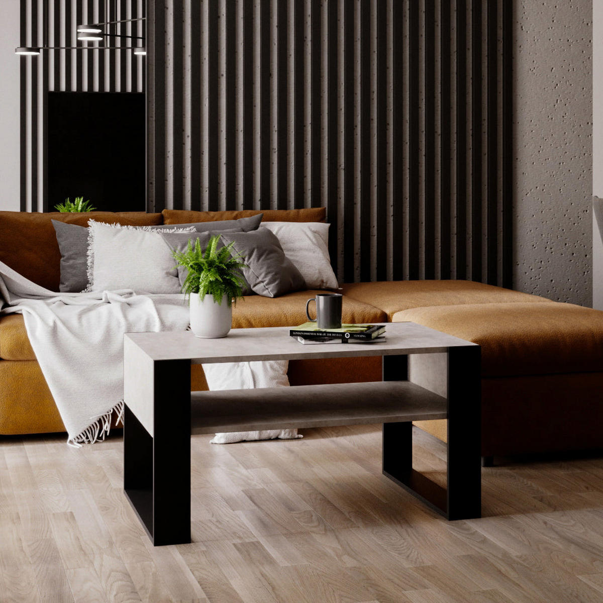 COUCHTISCH KARO 92 - Multicolor/Schwarz, Holz (53.6/92/45cm) - Mat-Haus