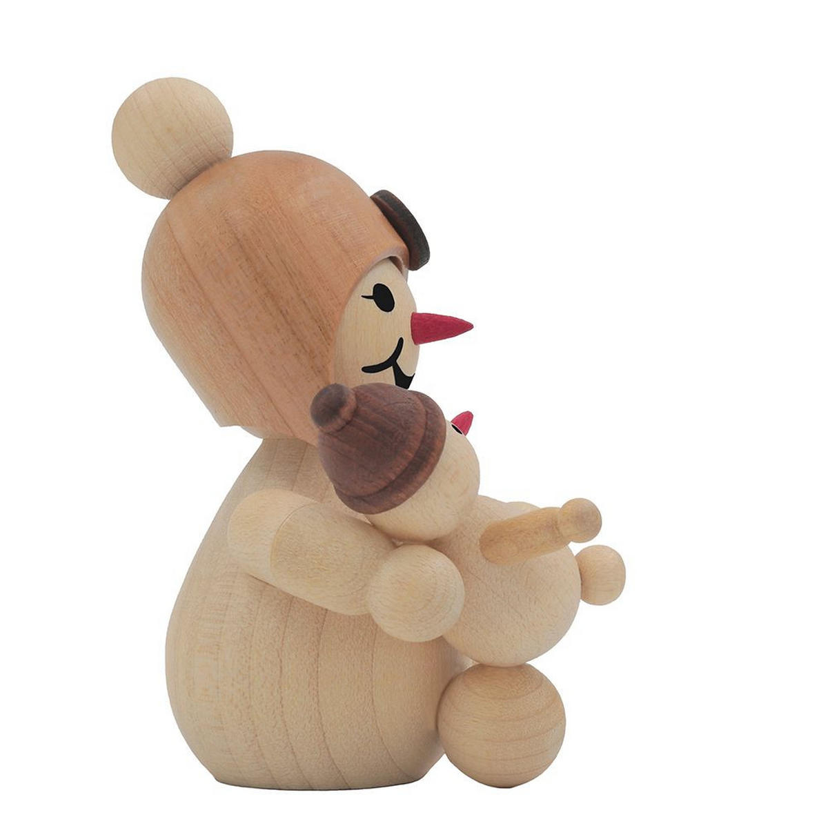 HOLZFIGUR Schneemädchen mit Puppe7 cm - Multicolor, Holz (5/7/0.1cm)