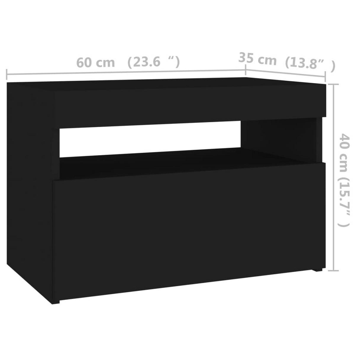 NACHTTISCH 2 Stk. mit Led-Leuchten 60/35/40cm aus Holzwerkstoff in Schwarz - Schwarz, Holz (60/40/35cm) - vidaXL