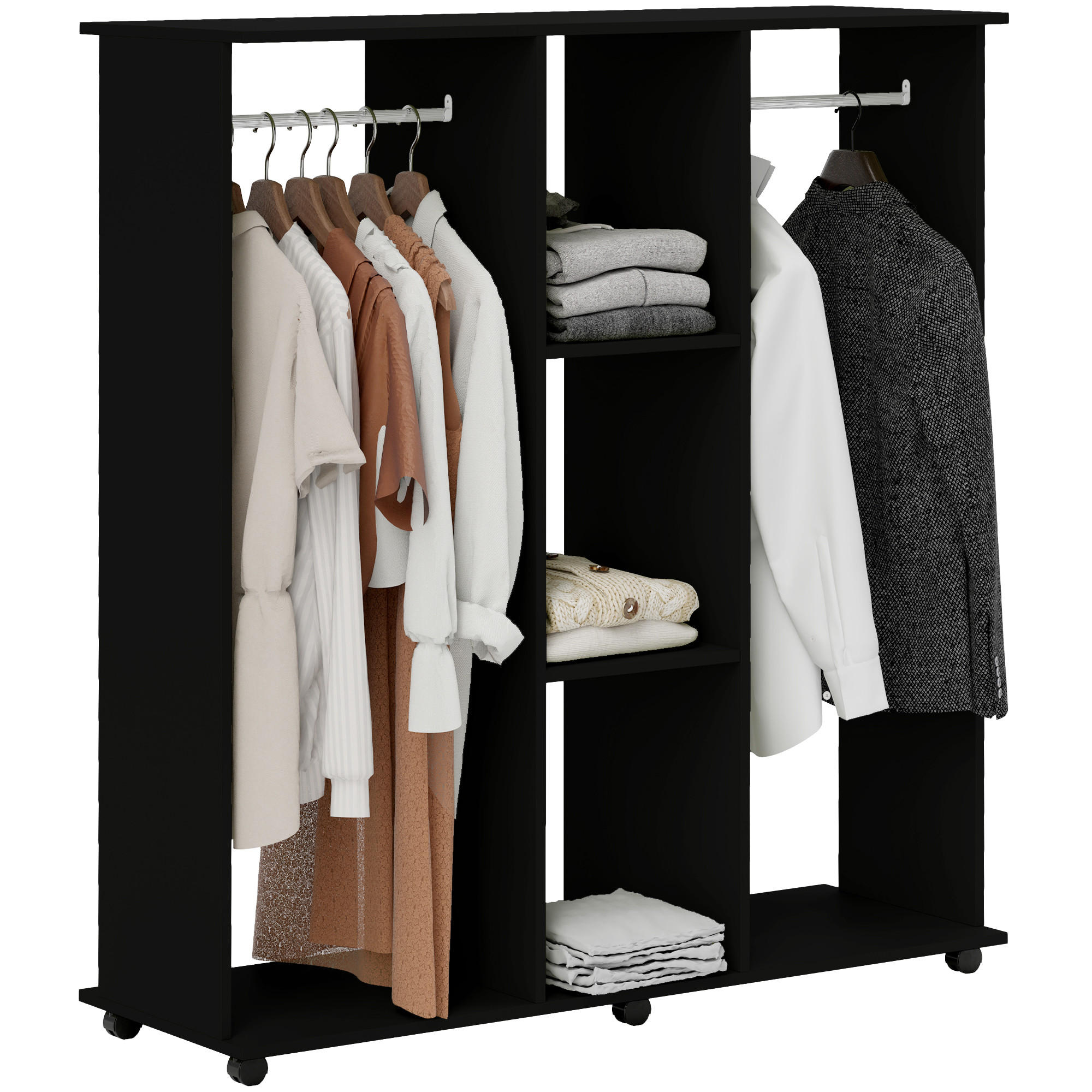 KLEIDERSCHRANK Schwarz 1 Stück - Schwarz, Holz (40/128/120cm) - GiPP