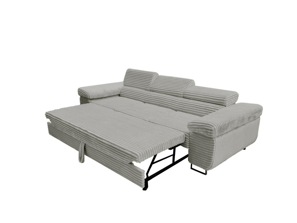 GUSTAW Sitzgarnitur 3+2+1, Schlafsofa 3-Sitzer, Cordbezug Grau - Grau, Textil (225/92/101cm) - KS Home Concept