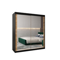 SCHWEBETÜRENSCHRANK 200/180/62 2-türig - Silberfarben/Schwarz, Holz/Kunststoff (180/200/62cm) - Abiks Möbel