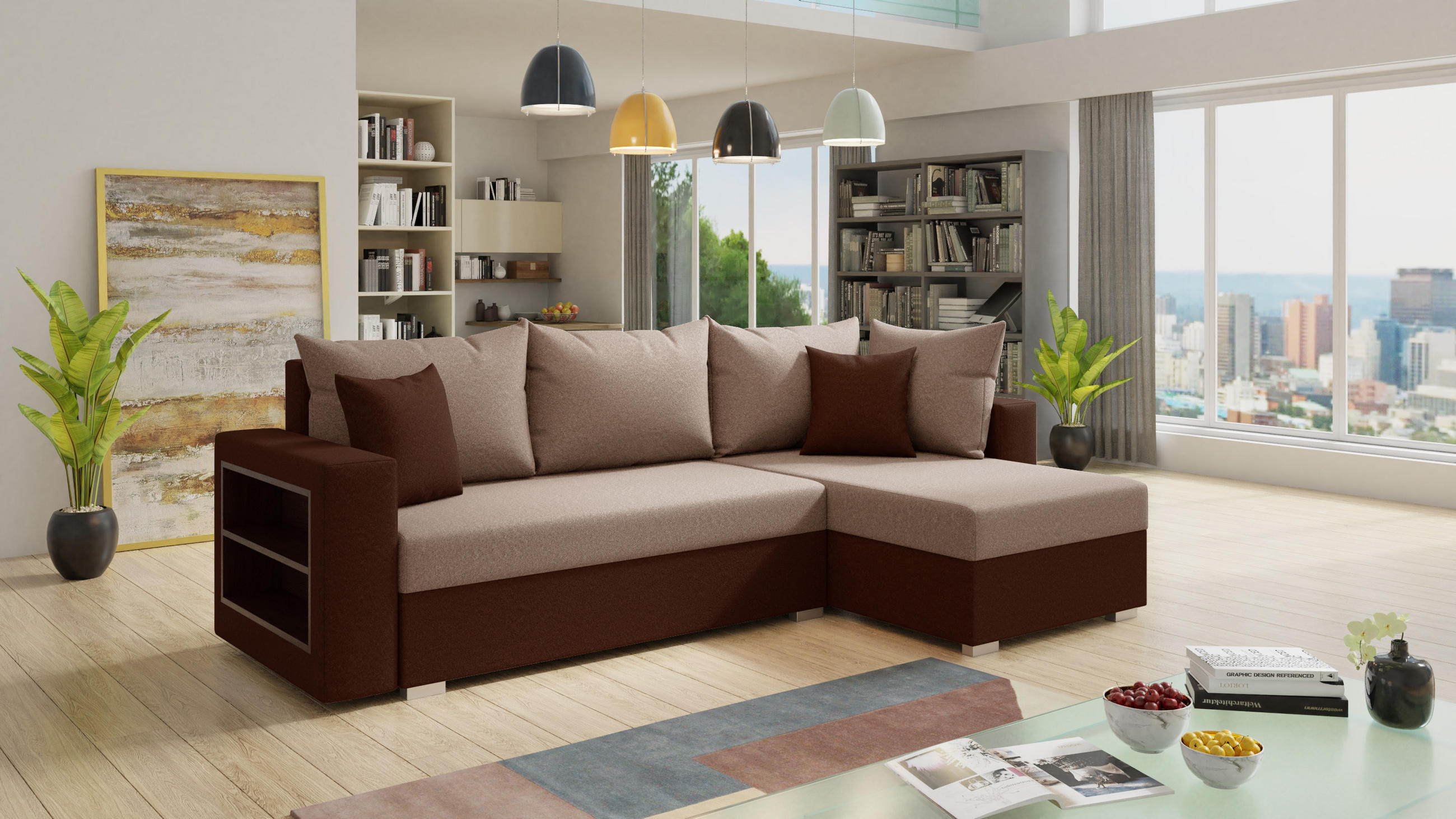 ECKSOFA Lord, Seite: Rechts - Braun, Holz/Textil (238/141cm) - Sofnet
