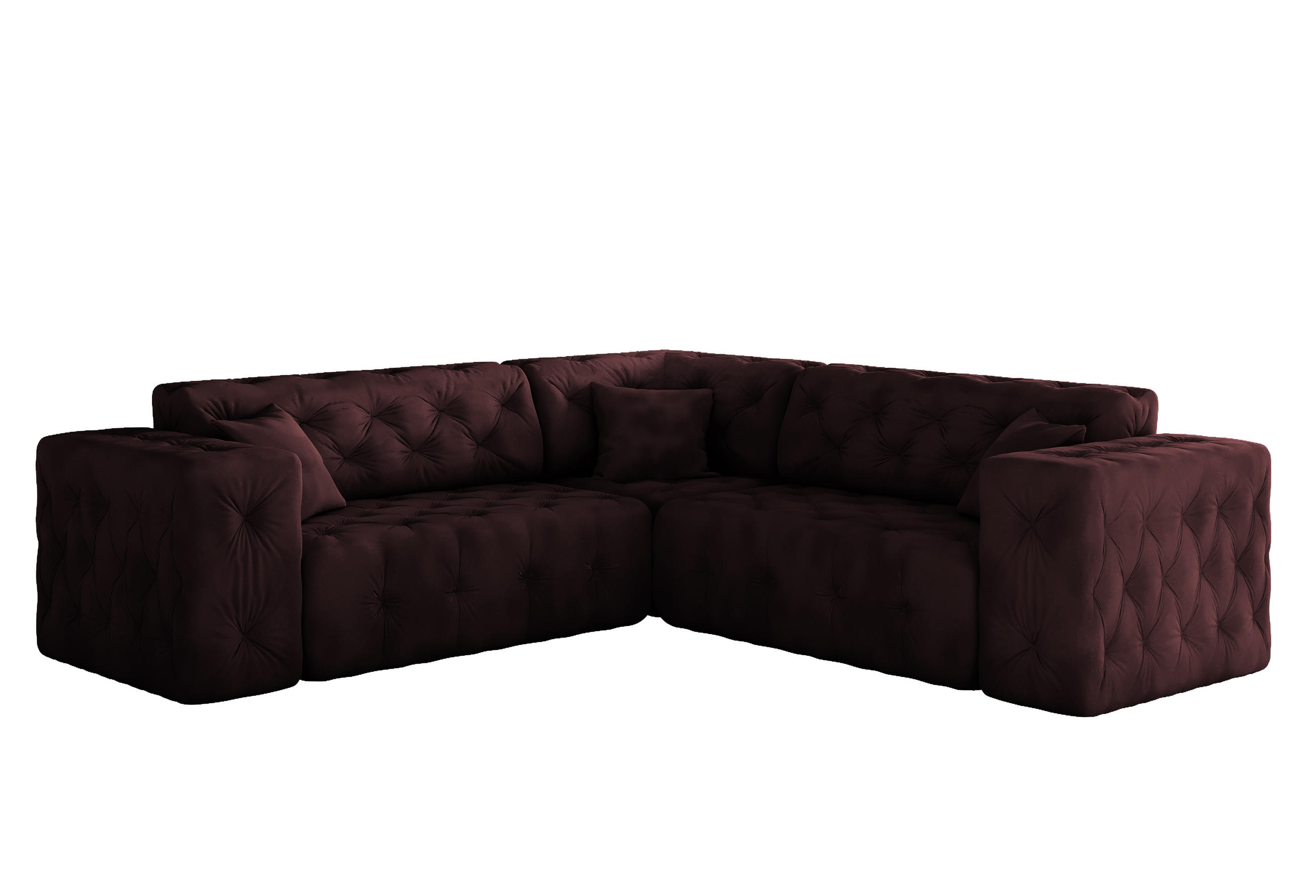 CORNER LUX, Gesteppt, Stoff Whisper, Rotwein - Weinrot, Holz/Textil (246/246cm) - Kaiser Möbel