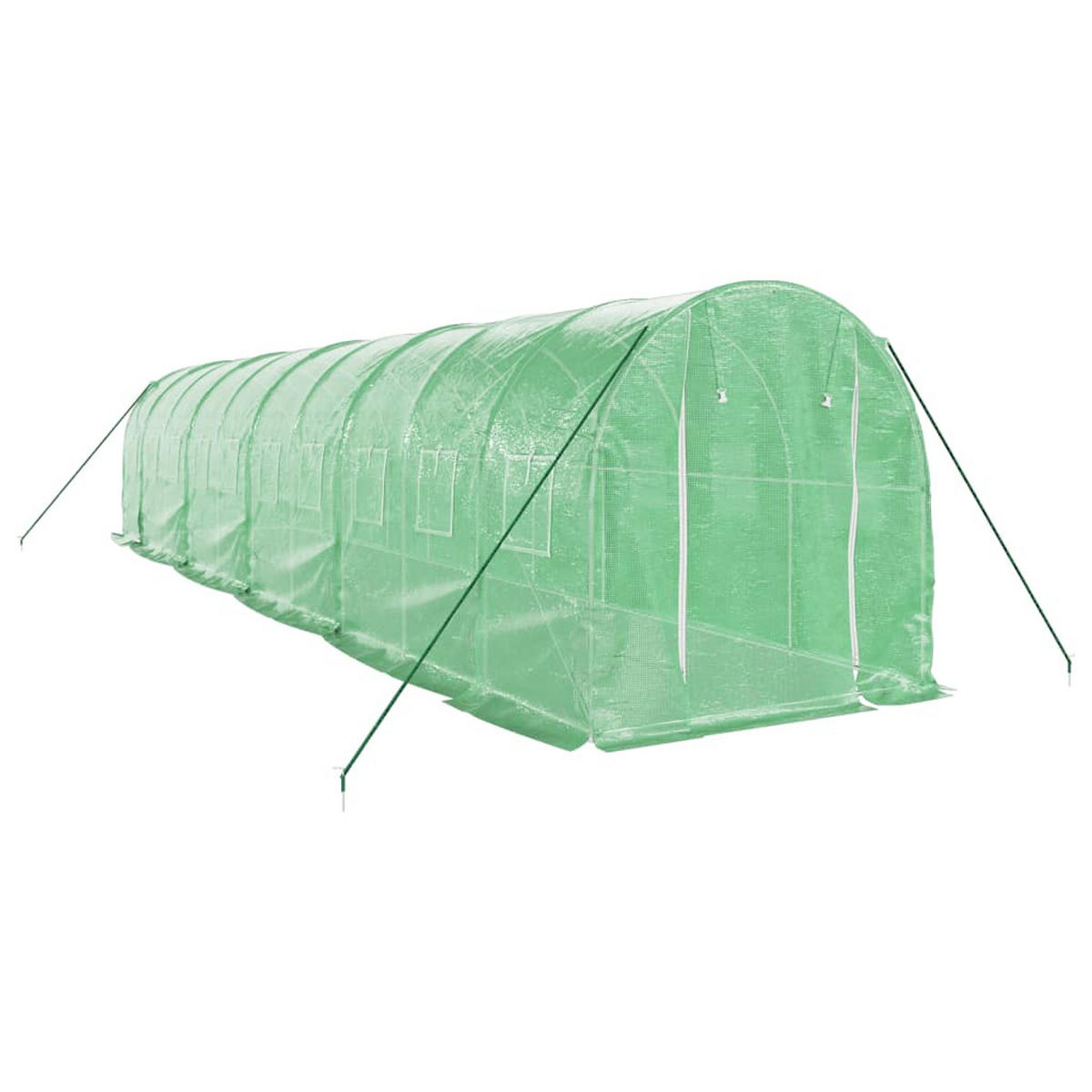 GEWÄCHSHAUS mit Stahlrahmen Grün 20 m² 10x2x2 m - Grün, Kunststoff (10/2/1000cm)