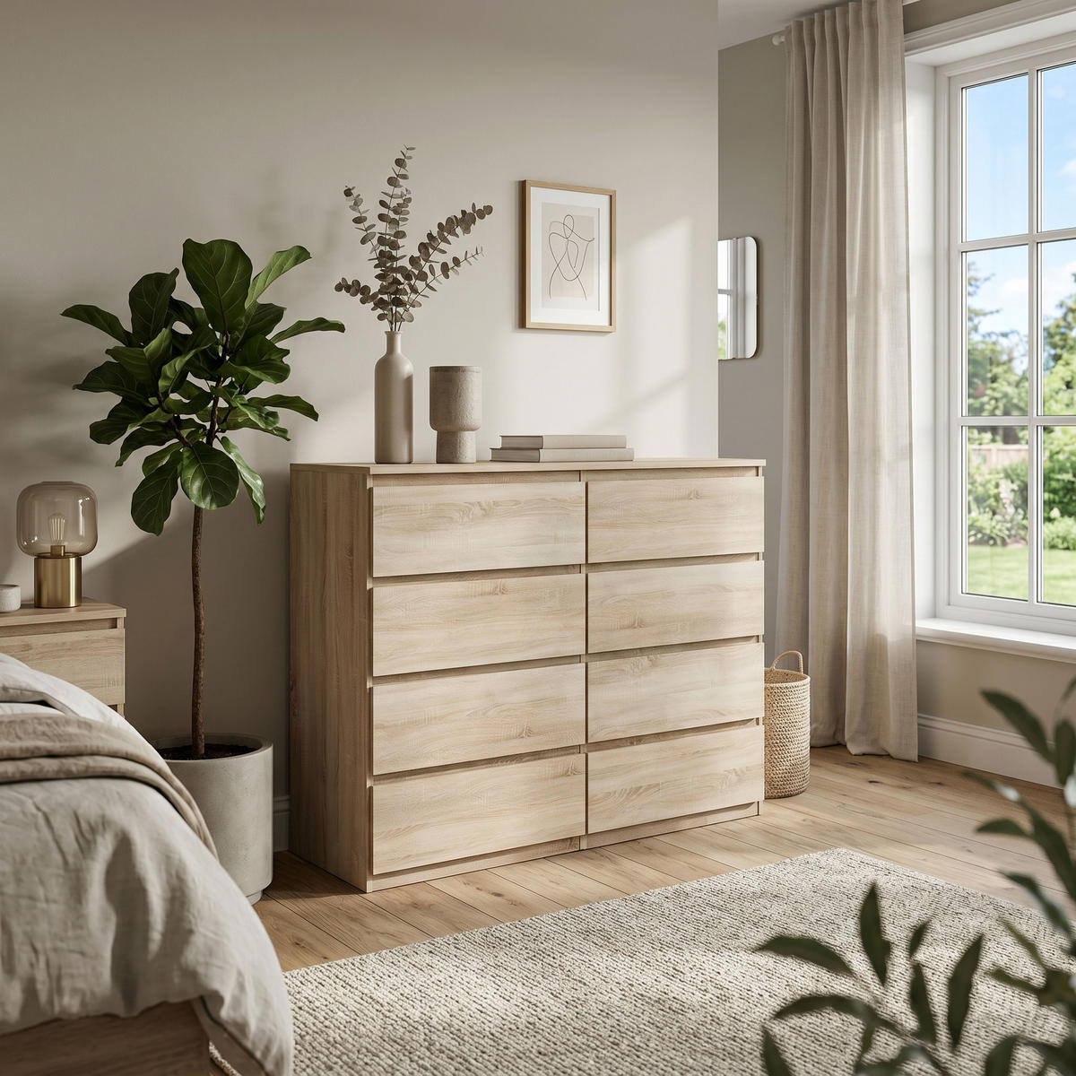 KOMMODE NUDO 120/101,5/39cm mit 8 Schubladen Türen Sonoma Eiche - Sonoma Eiche, Holzwerkstoff (120/101.5/39cm) - MASSENO