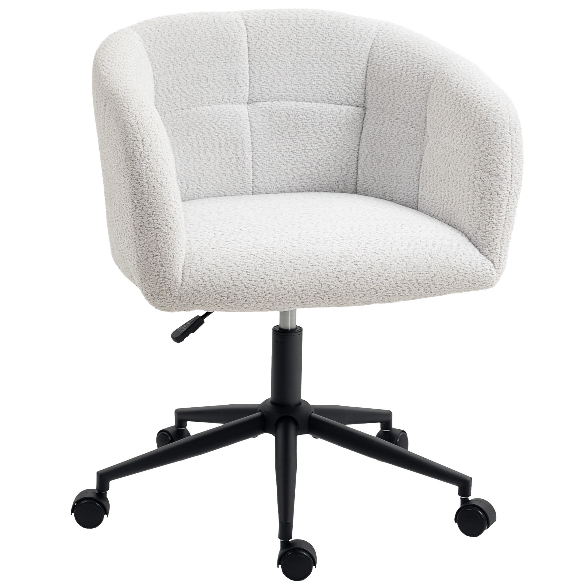 SCHREIBTISCHSTUHL Homeoffice Stuhl mit Leinenoptik Gewölbter Rückenlehne Creme - Creme/Schwarz, Textil/Metall (59/85/65cm) - HOMCOM