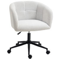 SCHREIBTISCHSTUHL Homeoffice Stuhl mit Leinenoptik Gewölbter Rückenlehne Creme - Creme/Schwarz, Textil/Metall (59/85/65cm) - HOMCOM