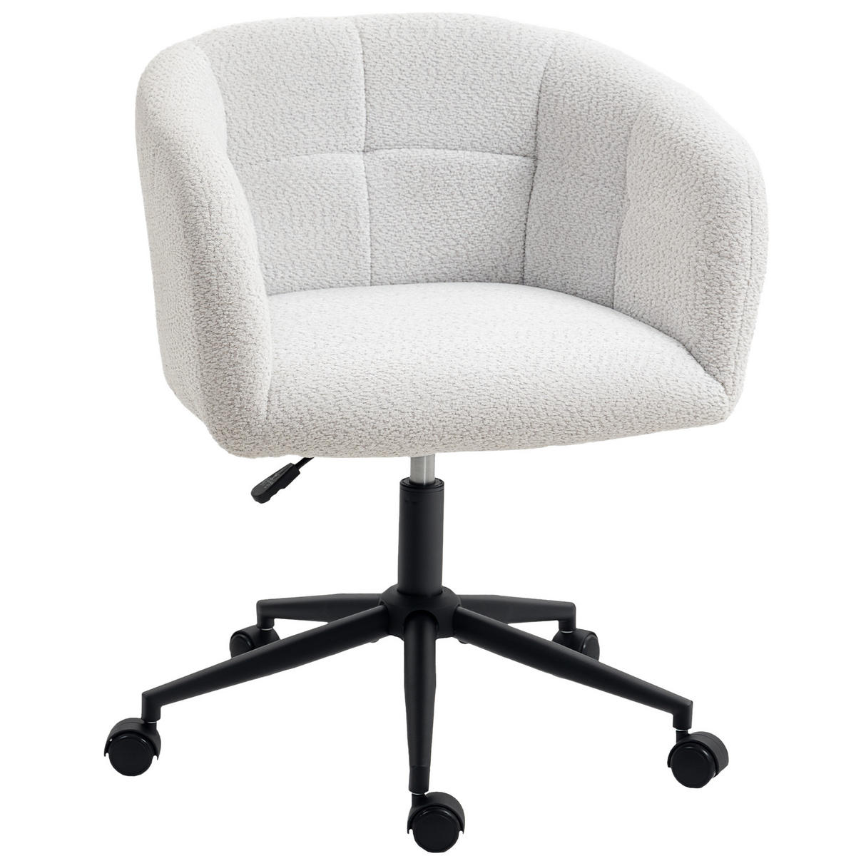 SCHREIBTISCHSTUHL Homeoffice Stuhl mit Leinenoptik Gewölbter Rückenlehne Creme - Creme/Schwarz, Textil/Metall (59/85/65cm) - HOMCOM