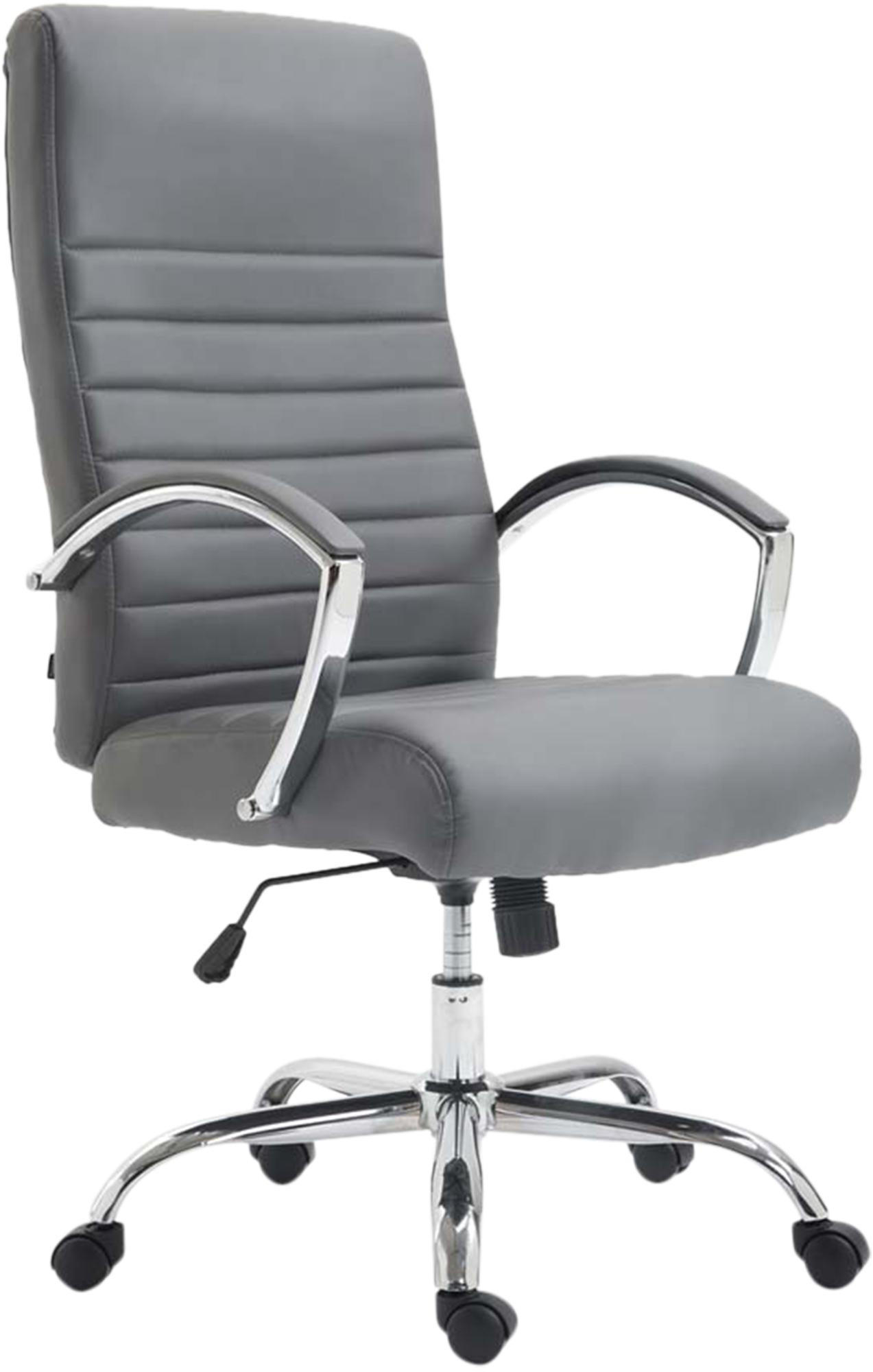 CHEFSESSEL Lederlook Grau - Chromfarben/Grau, Textil/Metall (60/110/68cm) - CLP