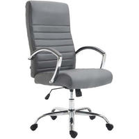 CHEFSESSEL Lederlook Grau - Chromfarben/Grau, Textil/Metall (60/110/68cm) - CLP