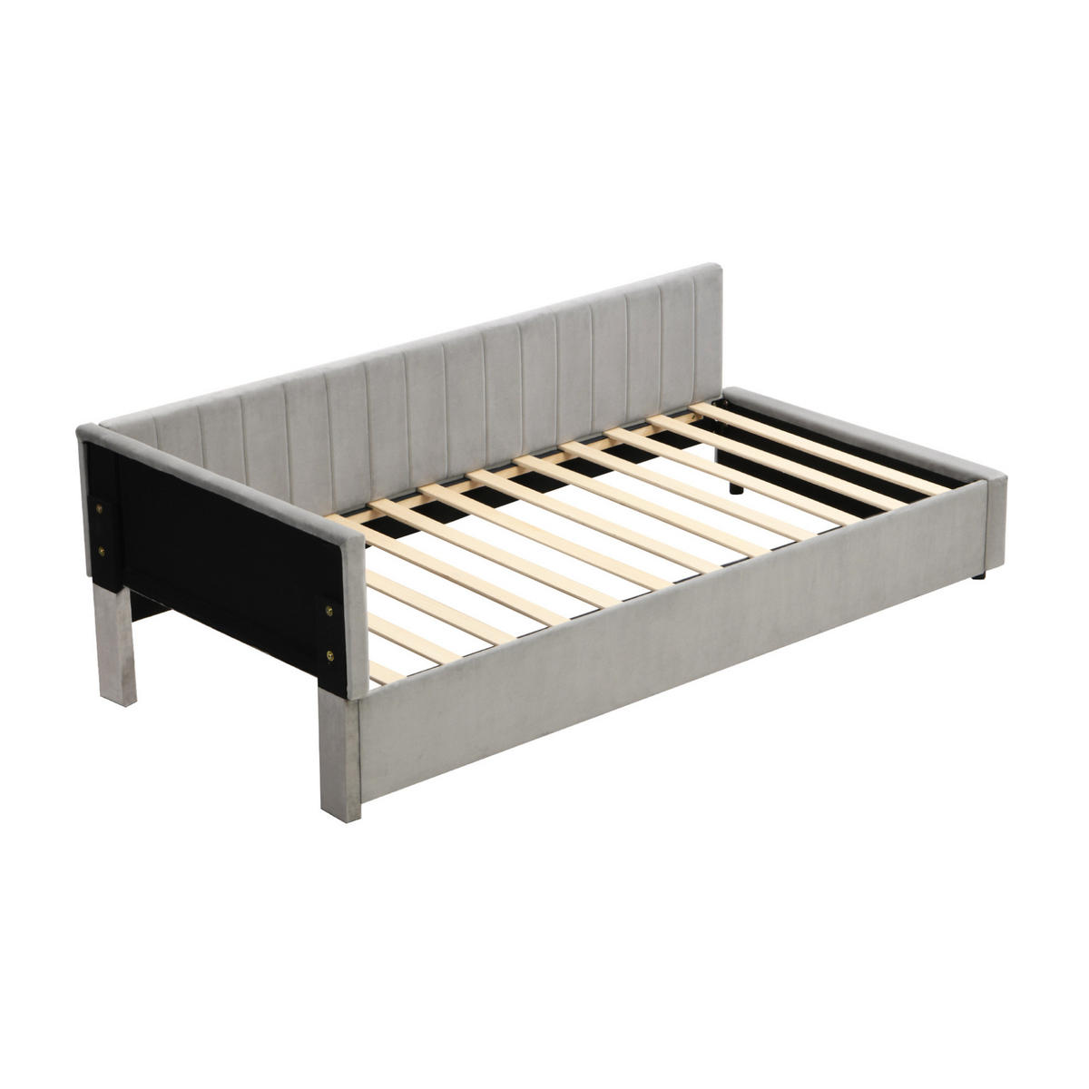 POLSTERBETT 90/200 cm als Schlafsofa mit Lattenrost, Samtbezug und austauschbarer Rückenlehne, Grau - Grau, Leder (90/200cm) - Redom
