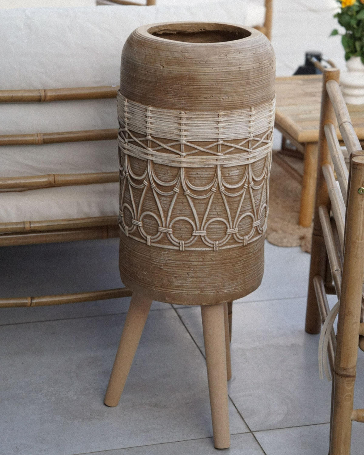 SAKSIJA smeđa Dryopteris - svijetlo smeđa/bež, kamen (82cm) - Beliani