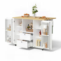 KÜCHENINSEL mit klappbarer Arbeitsplatte 120 x 45/70 x 92 cm Natural White - Naturfarben, Holz (70/92/120cm) - Beauniv