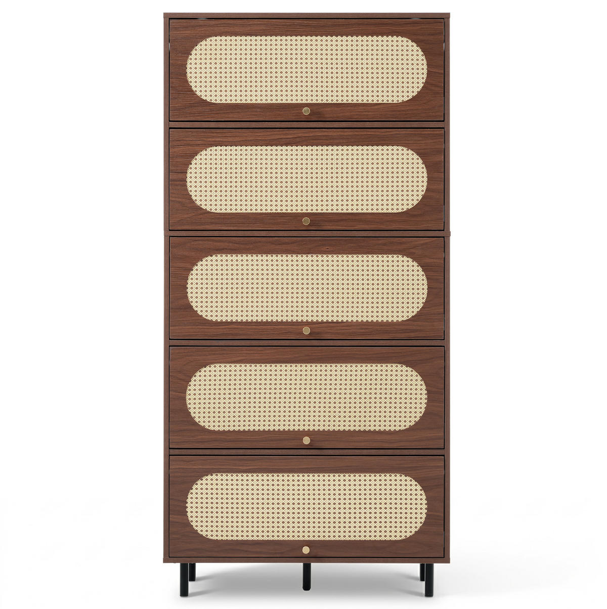SIDEBOARD 80/40/163 cm Nussbaum aus Holz mit Rattan - Walnussfarben, Holzwerkstoff (40/163/80cm) - OKMYHOME
