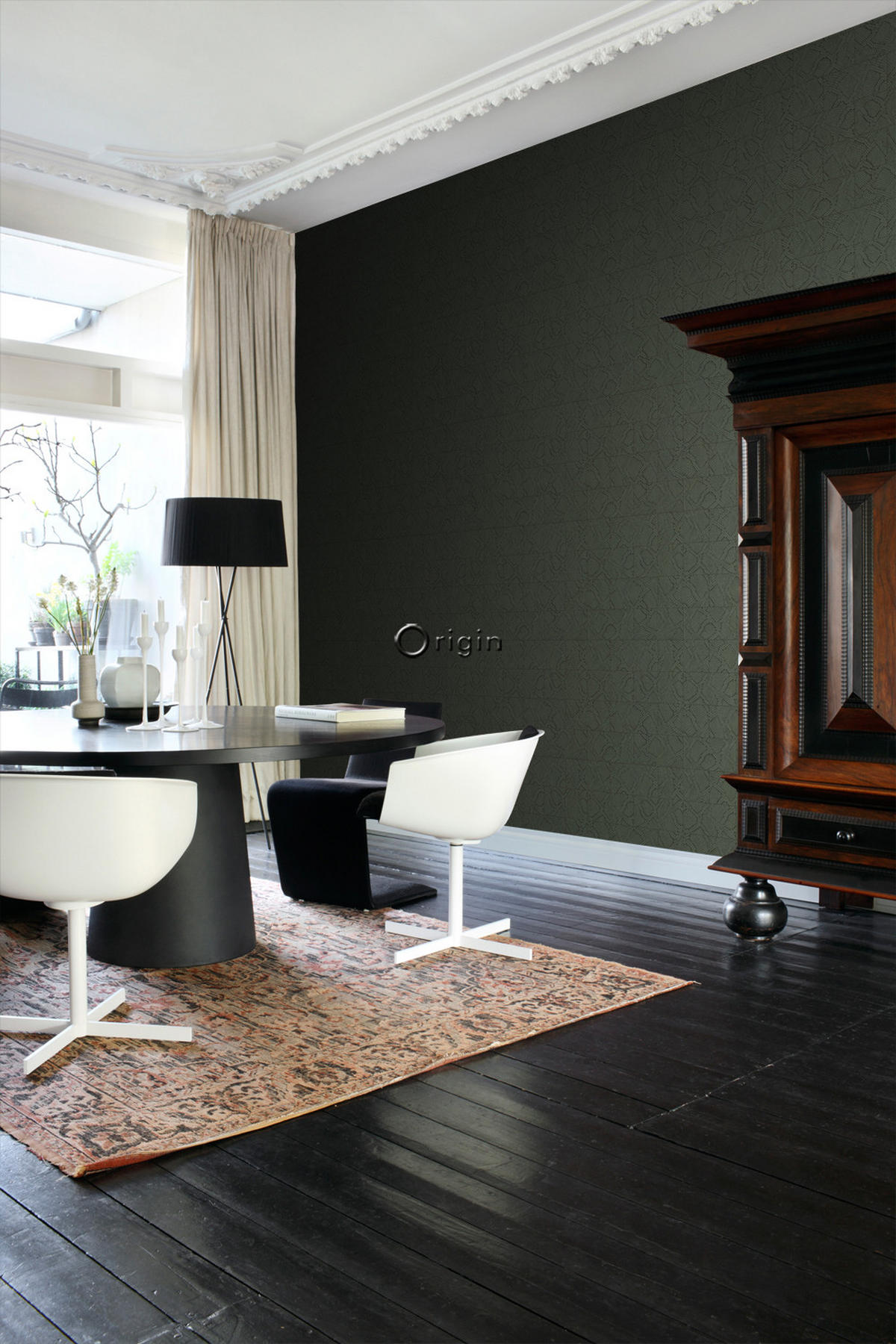 TAPETE Fliesenmuster mit Schlangenhaut-Motiv 53 cm x 10.05 m - Braun, Papier (53/1000cm) - Origin Wallcoverings