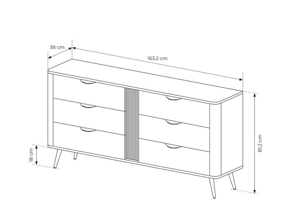 KOMMODE Arvis Eiche Dunin, mit Schubladen - Eichefarben/Schwarz, Holzwerkstoff (163/81/38cm) - Bettso