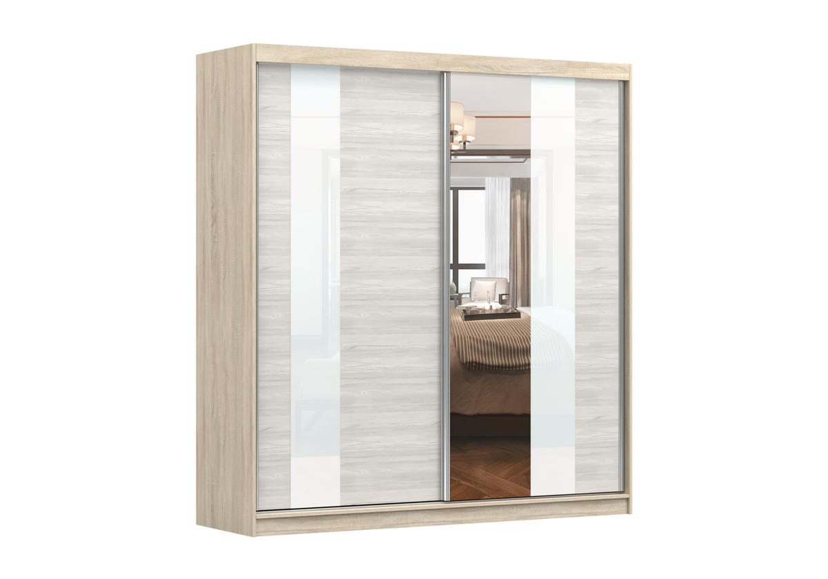 SCHIEBETÜRENSCHRANK - BEN 32 203 CM (Sonoma) - Sonoma Eiche, Holzwerkstoff (203/218/61cm) - Möblo