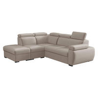 ECKSOFA Boston 2RR1P, Seite: Links PUFAP+R+1P(65)+2R - Silberfarben/Naturfarben, Holz/Textil (260/230cm) - MIRJAN24