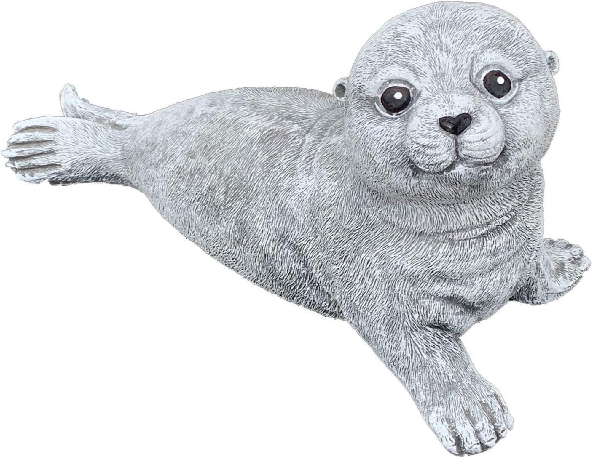 STEINFIGUR Robbe Seehund groß frostfest - Grau, Stein (34/16/19cm) - stoneandstyle