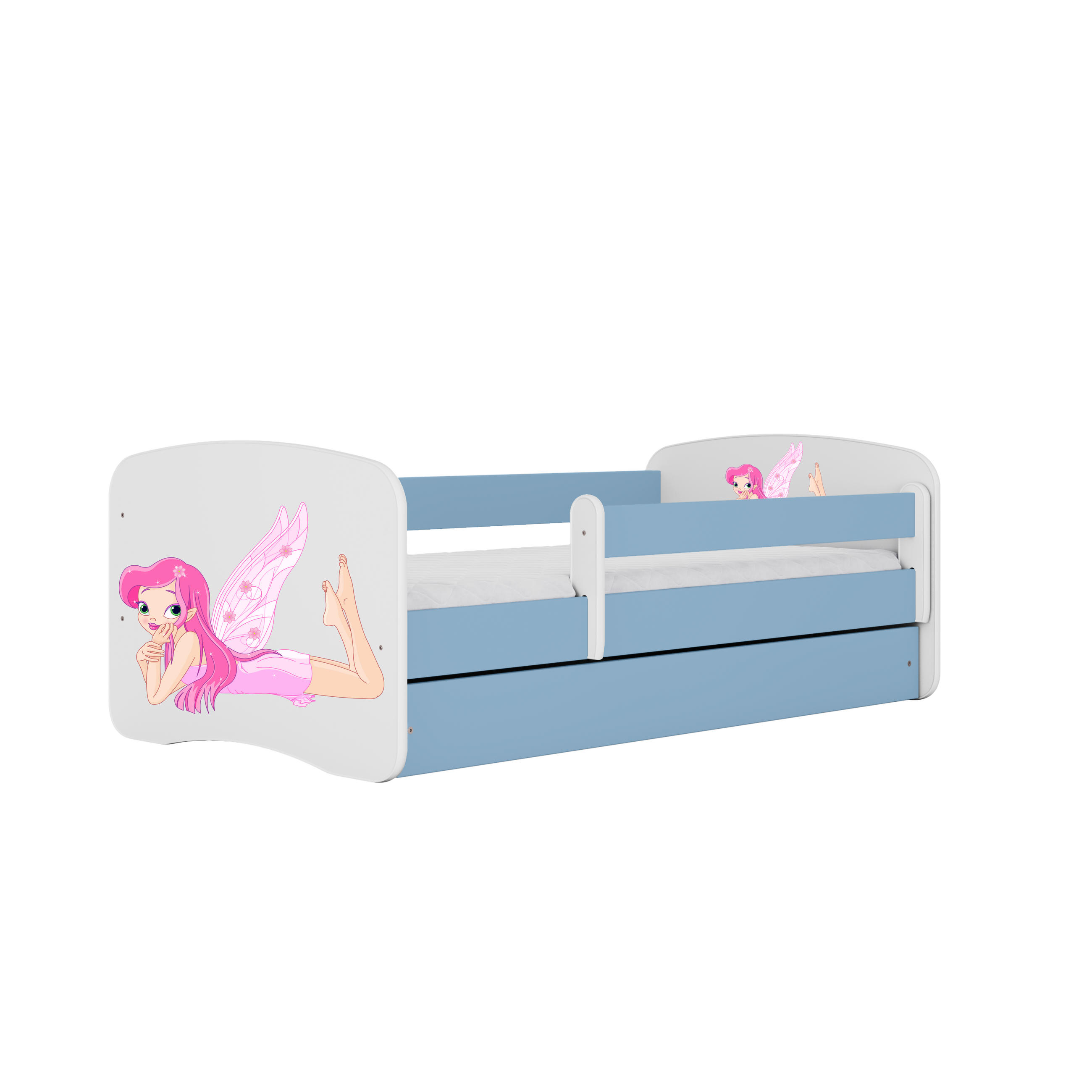 KINDERBETT Fee mit Flügeln mit Schublade 140/70 80/61/144 - Blau, Holzwerkstoff (70/140cm) - RAUMHIRSCH FURNITURE