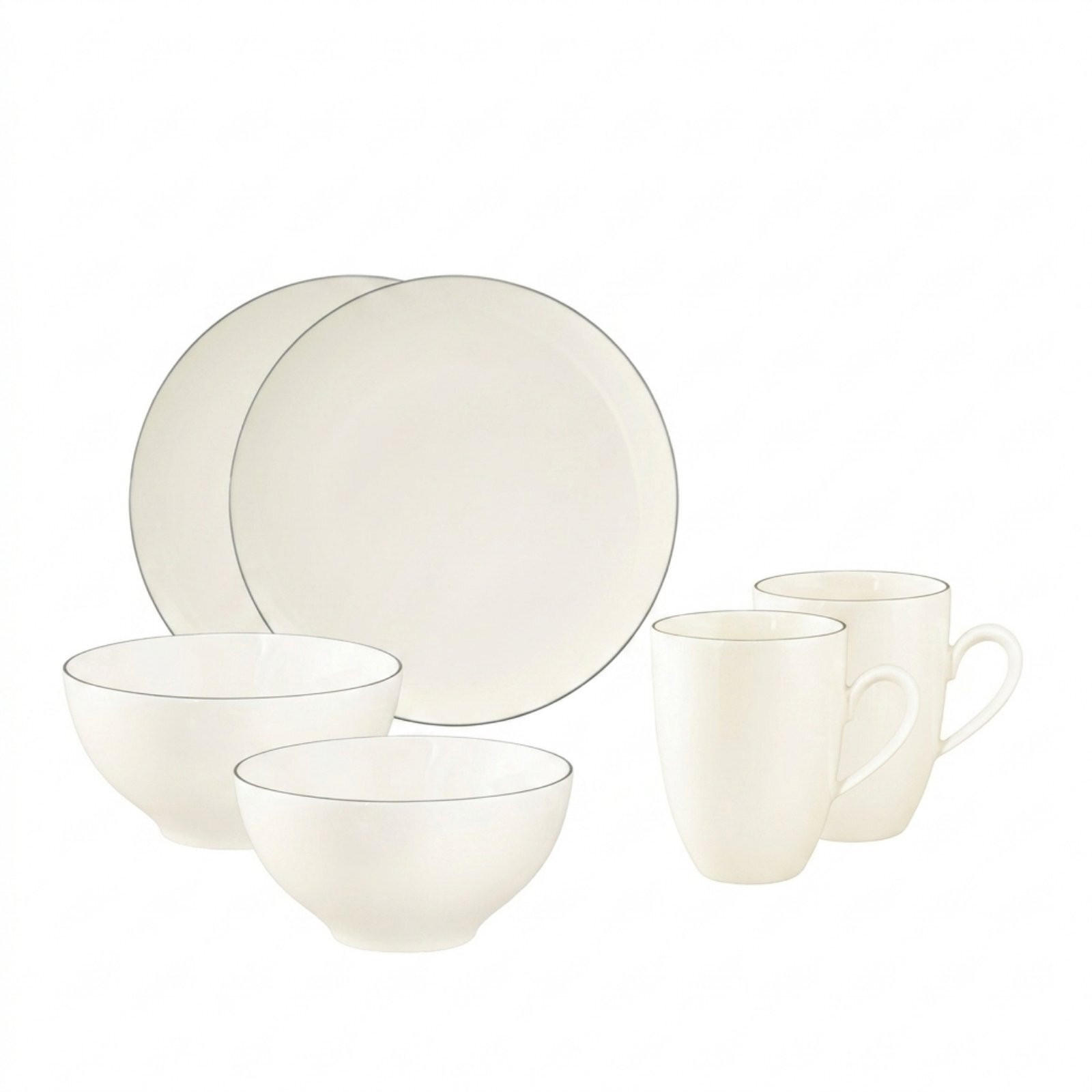 FRÜHSTÜCKS-SET Savona Grey Line creme 6er Set - Creme, Keramik (1/1/1cm) - Seltmann Weiden
