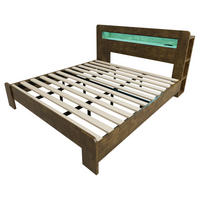 POLSTERBETT 180/200 cm Holzfarbe mit LED-Beleuchtung und integrierte Steckdosen - Eichefarben, Holz (180/200cm) - Oxeza