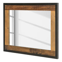 SPIEGEL - Pinie massiv / Metall - Schwarz/Pinienfarben, Holz (90/70/3cm) - home24