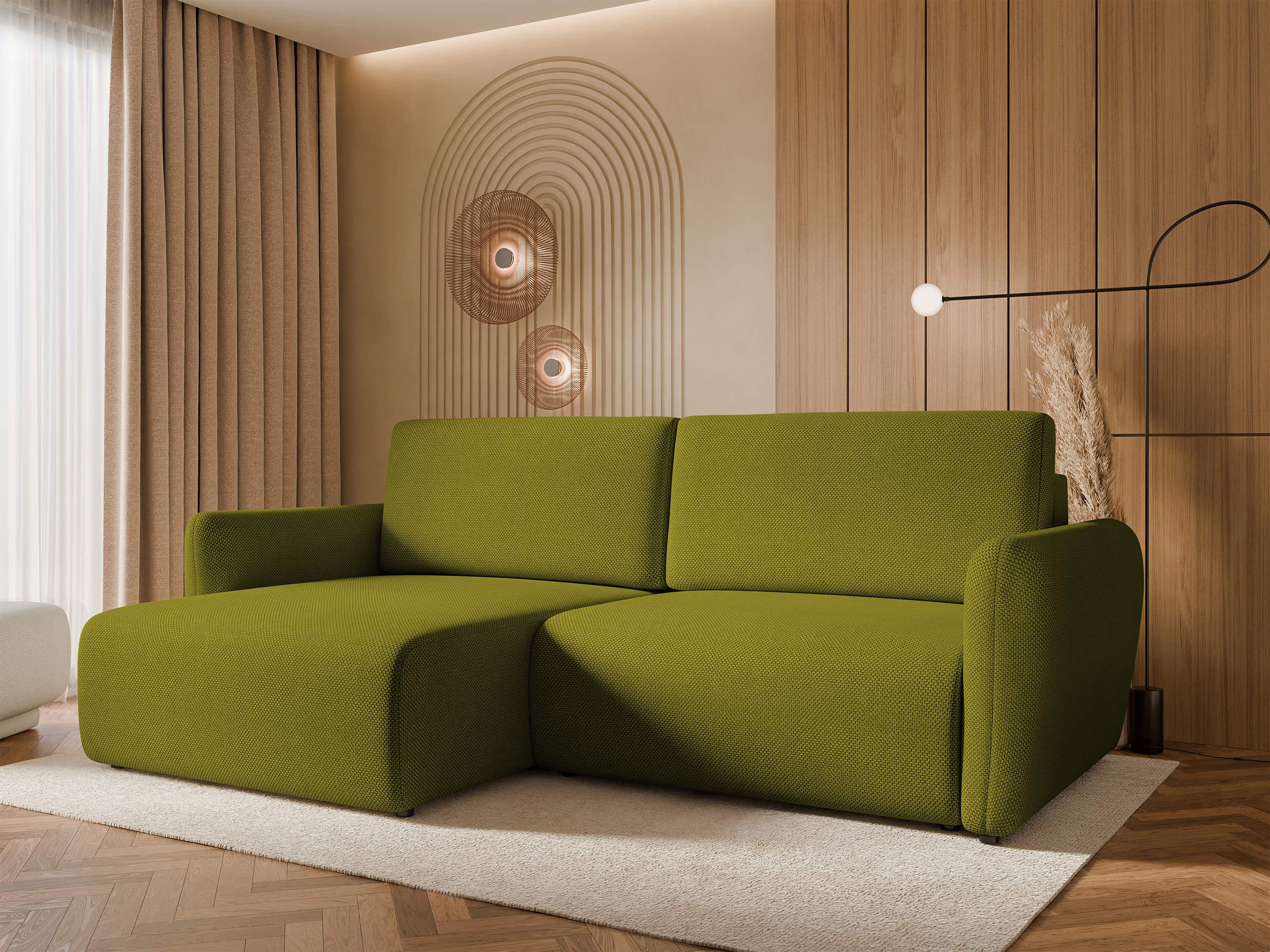 ECKSOFA Goya Slim - Schwarz/Grün, Holz/Kunststoff (234/140cm) - MIRJAN24