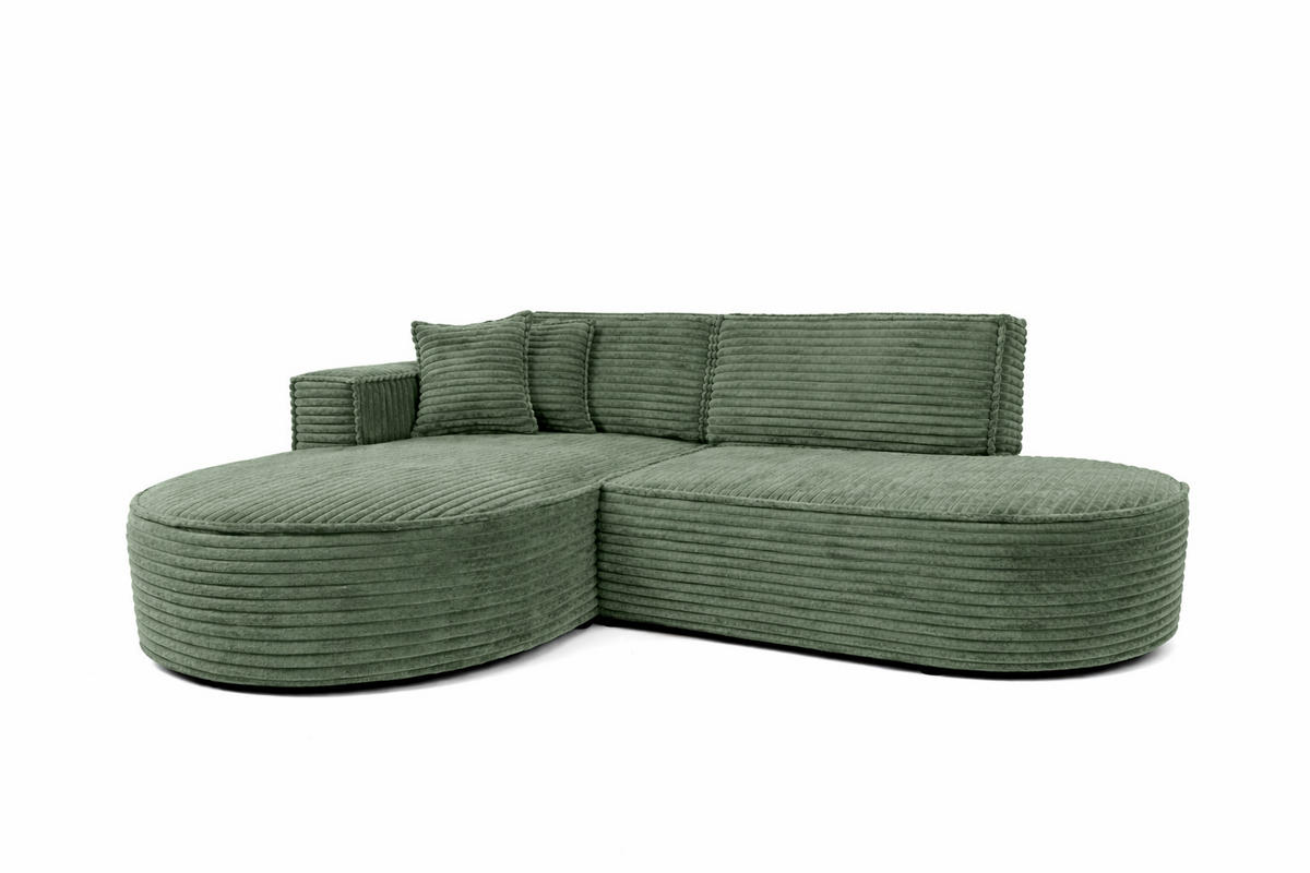 ECKSOFA L-Form, Cordstoff Velo, Olive, Links, Modena Studio - Olivgrün, Holz (236/165cm) - Kaiser Möbel
