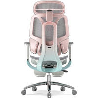 BÜROSTUHL E3 Pro mit Lendenwirbelstütze und Fußstütze Rosa - Multicolor, Kunststoff (57.5/45.5/80cm)