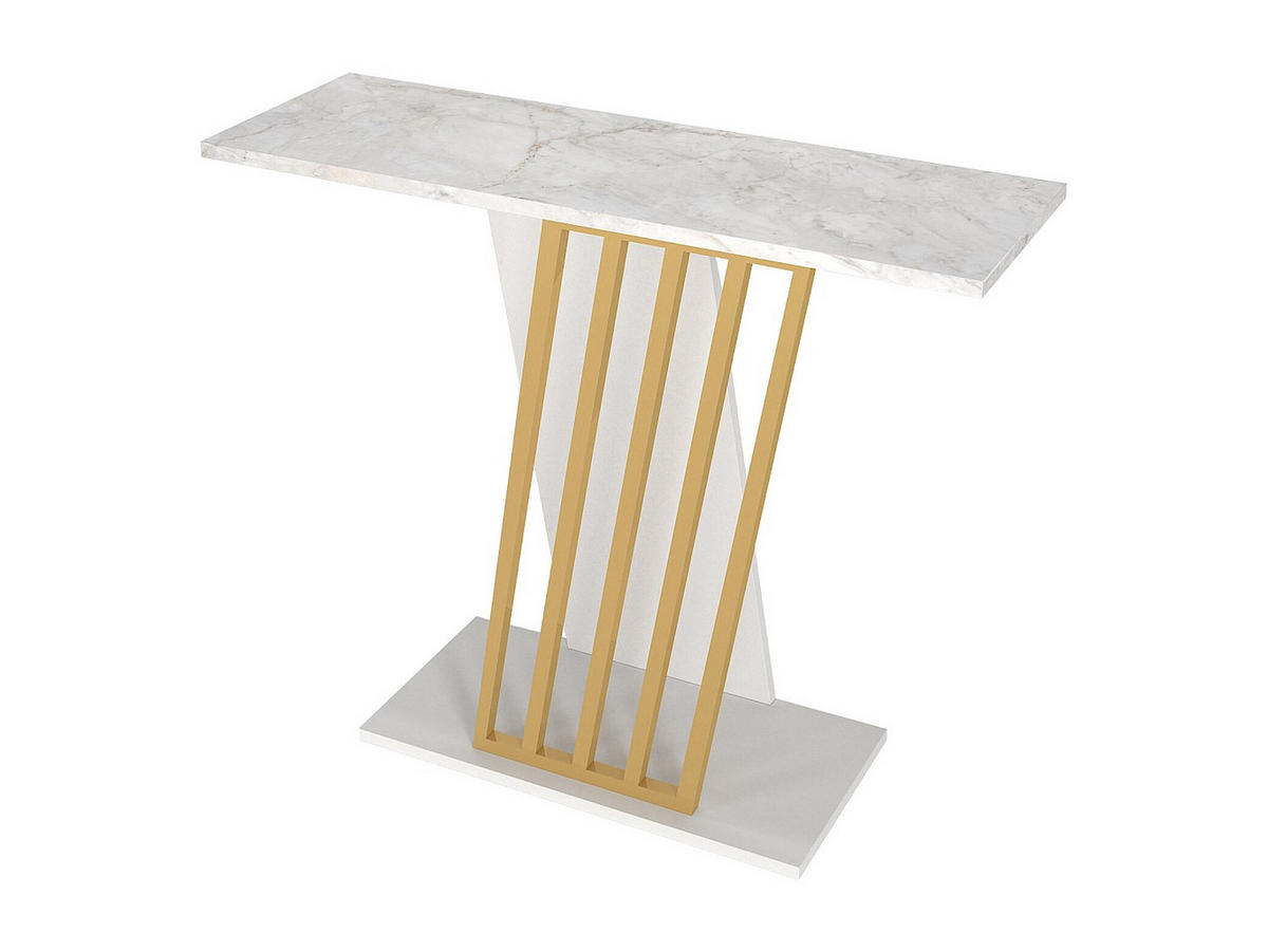 KONSOLENTISCH - 90 cm x 29.6 cm - Holz, Platte - Weiß, Goldfarben - ORSONA - Goldfarben/Weiß, Holz (29.6/90/76.8cm) - Vente-Unique