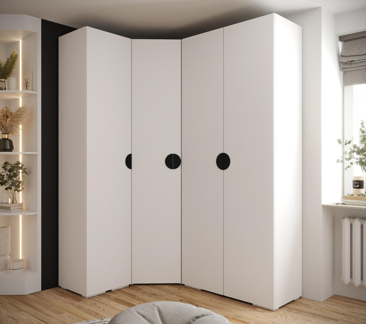 GARDEROBEN-SET 236,7/181,7/47 - Schwarz/Weiß, Holz/Kunststoff (181.7/236.7/47cm) - Abiks Möbel