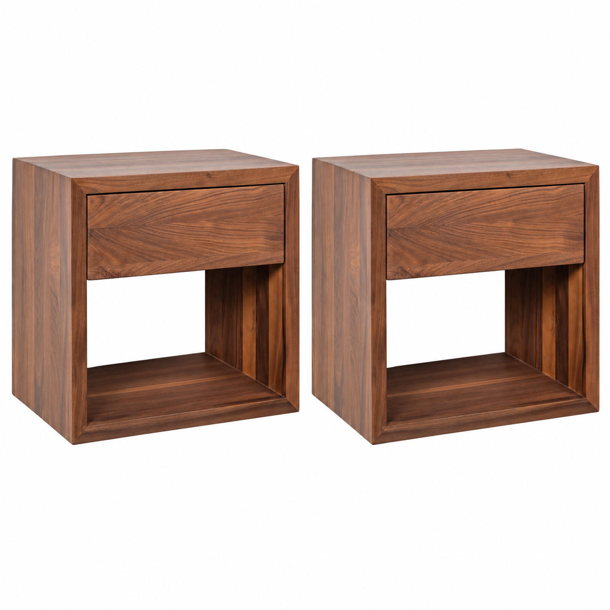 NACHTTISCH Hugo 2er Set, Walnuss - Braun, Holz (39/39/30cm) - WOODEK