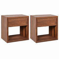 NACHTTISCH Hugo 2er Set, Walnuss - Braun, Holz (39/39/30cm) - WOODEK