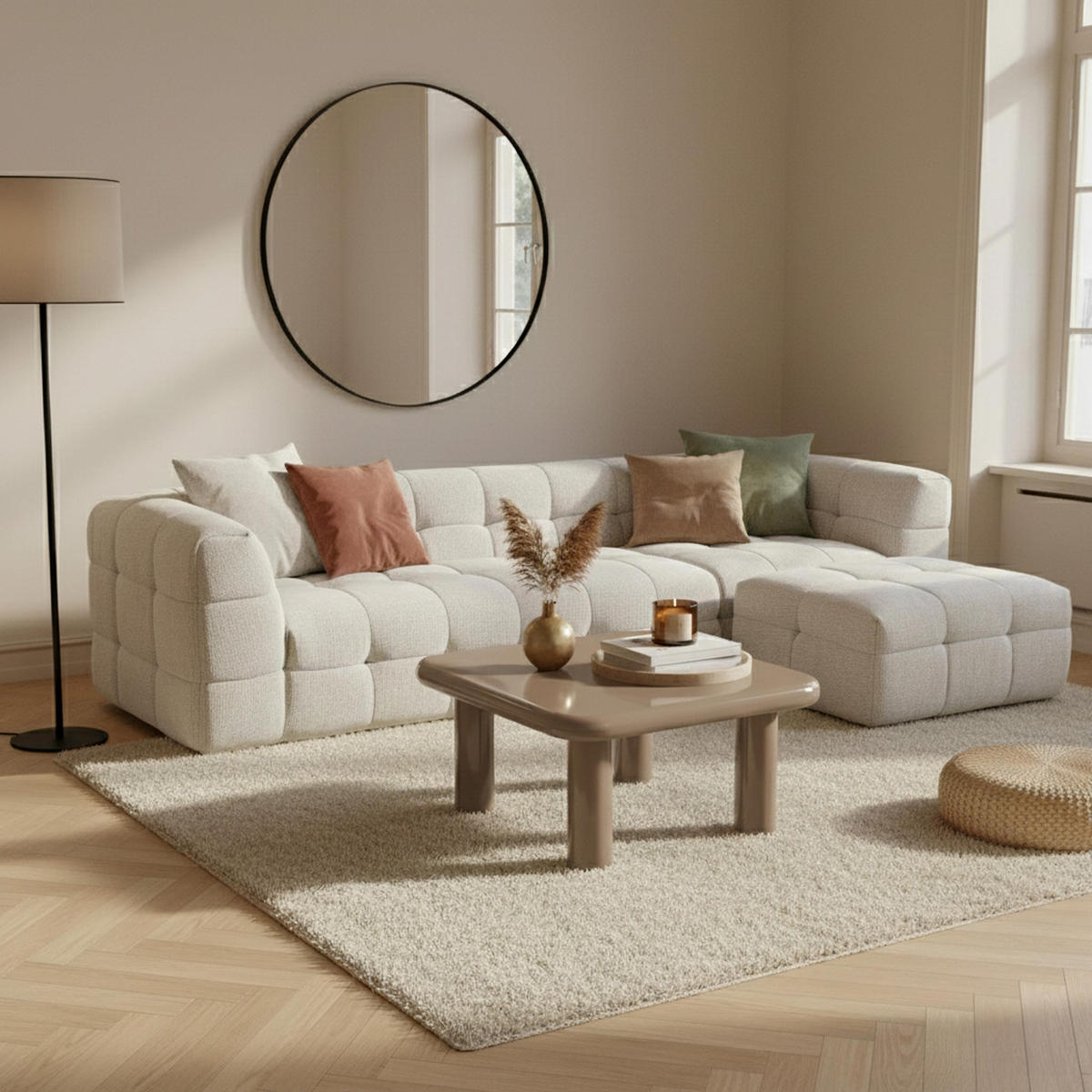 COUCHTISCH, Taupe - Taupe, Holzwerkstoff (75/75/41cm) - Oviala