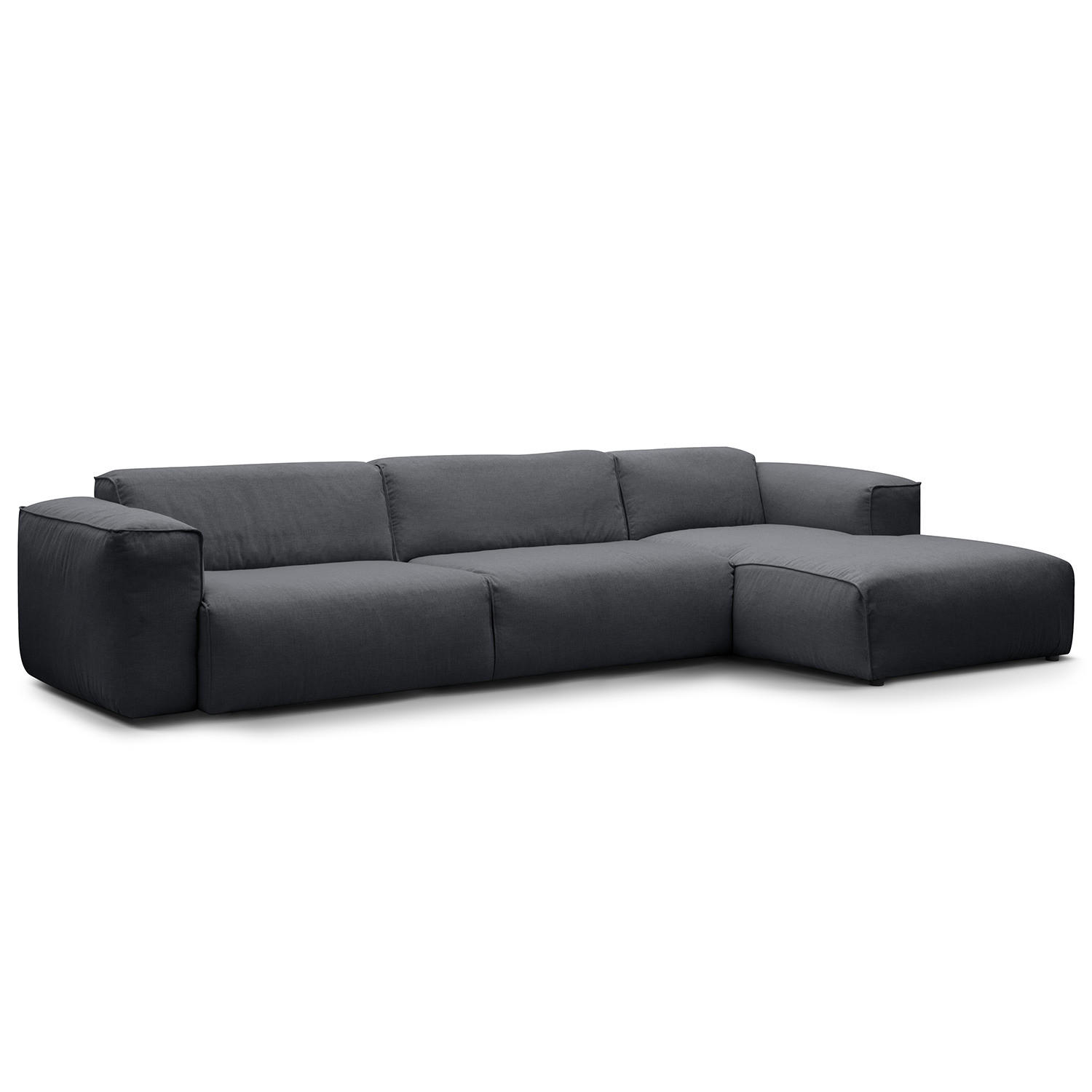 3-SITZER ECKSOFA mit Longchair - Schwarz/Grau, Kunststoff/Textil (317/173cm) - home24