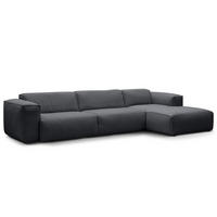 3-SITZER ECKSOFA mit Longchair - Schwarz/Grau, Kunststoff/Textil (317/173cm) - home24