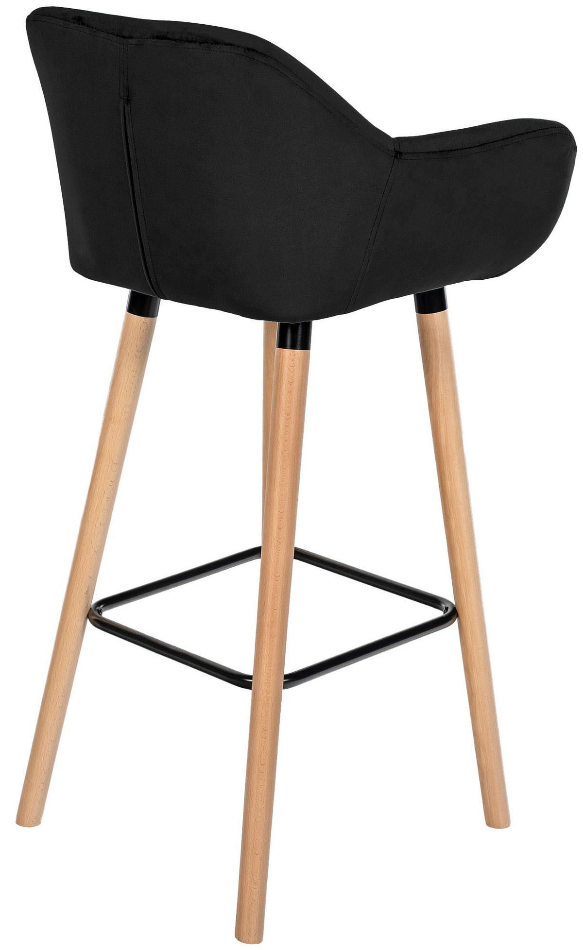 BARHOCKER 2er Set Samt Schwarz - Eukalyptusholzfarben/Schwarz, Holz/Textil (51/101/50cm) - CLP