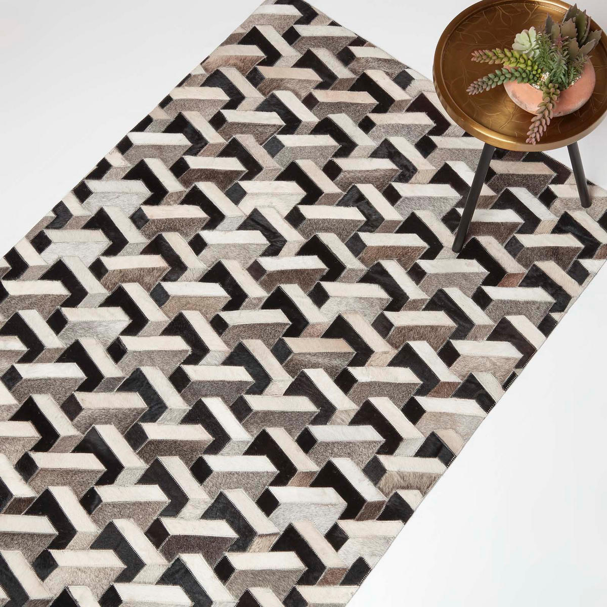 PATCHWORK-TEPPICH Leder, geometrisch gemustert 90/150 cm - Multicolor, Leder/Textil (90/150cm) - Homescapes