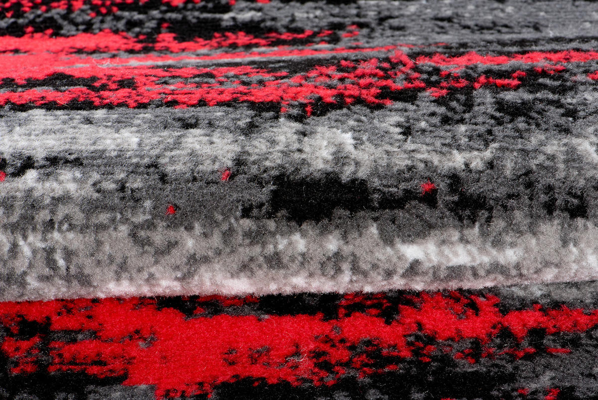 LÄUFER MAYA Schwarz Rot 70/400 cm - Rot, Textil (70/400cm) - Tapiso