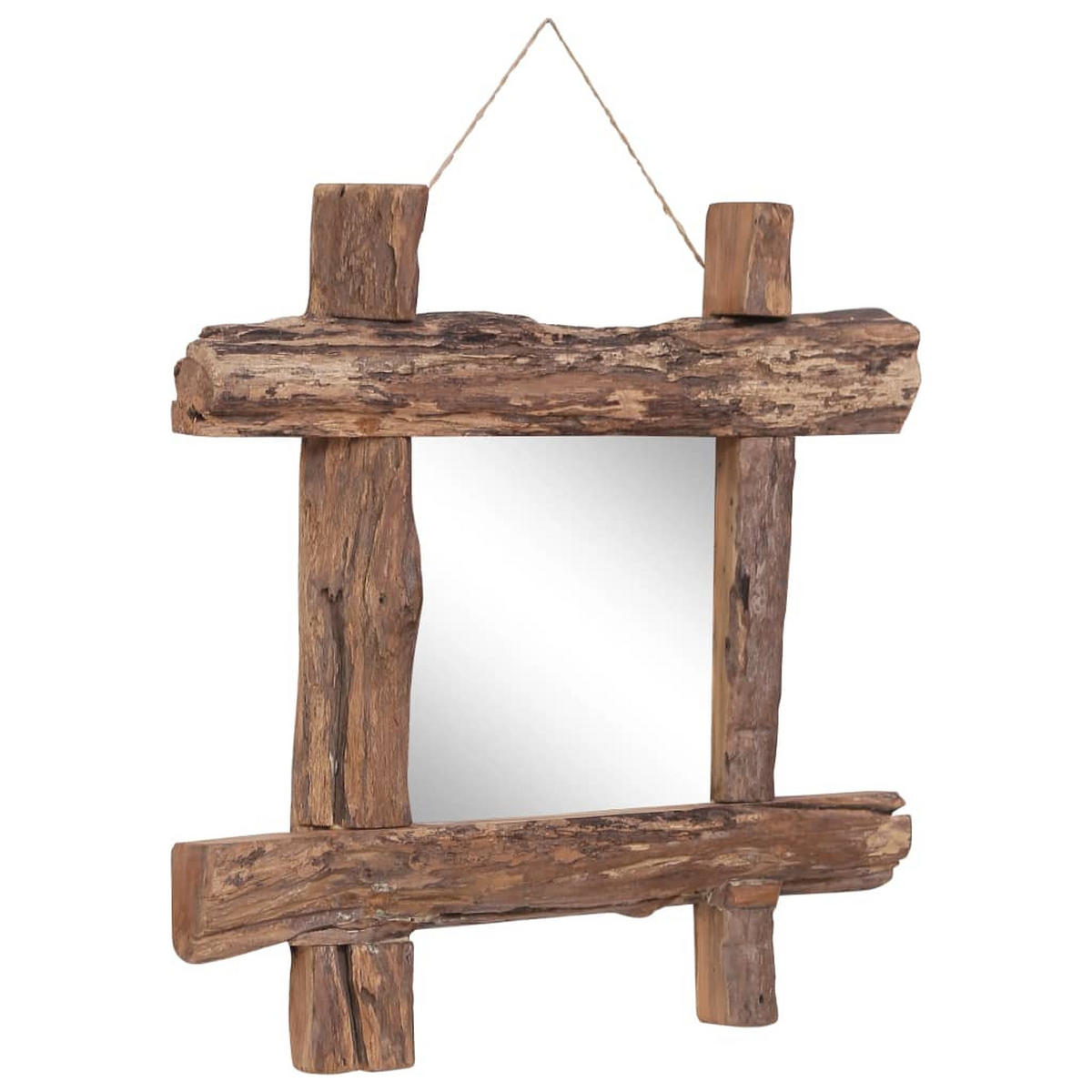 HOLZSPIEGEL Natur 50x50 cm Recyceltes Teakholz - Braun, Holz (50/50/1cm) - furnicato