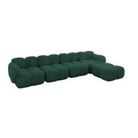 ECKSOFA modulares Sofa Rechts Miko-L3 390x205x75 Grün Velours - Schwarz/Grün, Holzwerkstoff/Kunststoff (390/205cm) - ALTDECOR