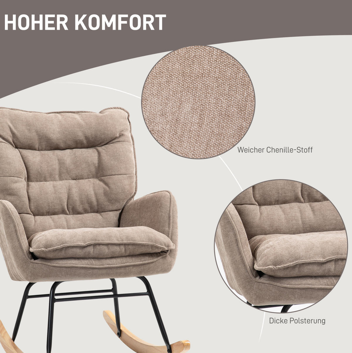 HOUPACÍ křeslo 71/98,5/97 cm, polyester, s ergonomickou opěrkou zad a měkkým čalouněním, Hnědá - hnědá, textil (98.5/97/71cm) - Redom